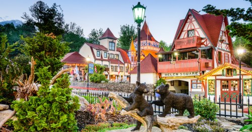 Quaint buildings in the German-themed town of Helen, Georgia.