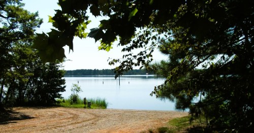 A scenic lake in a small town in Arkansas