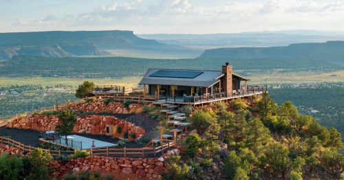 A secluded cabin in Utah overlooking the desert landscape.