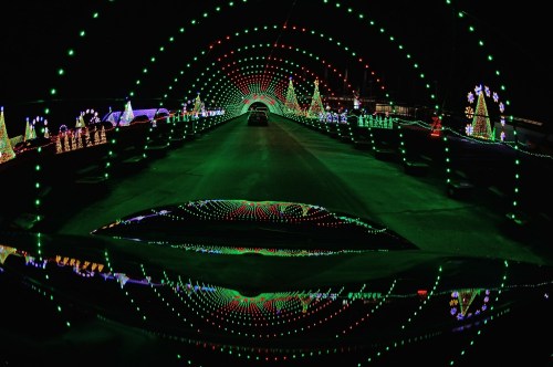 Driving through holiday lights