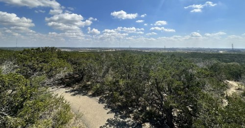 panoramic landscape views from a trail in texas