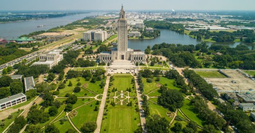 An aerial view of Baton Rouge, Louisiana.