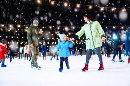 Ice skating at a winter wonderland