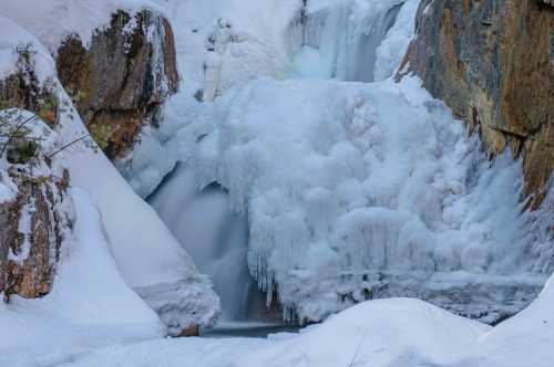 Frozen waterfall in winter