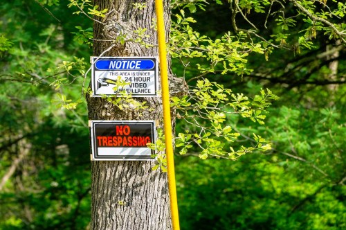 private property and under 24-hour surveillance