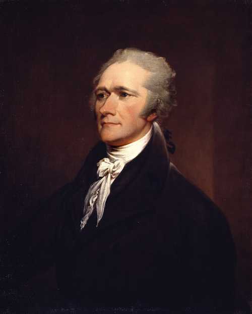 Portrait of a man in 18th-century attire, featuring a white cravat and dark coat, set against a dark background.