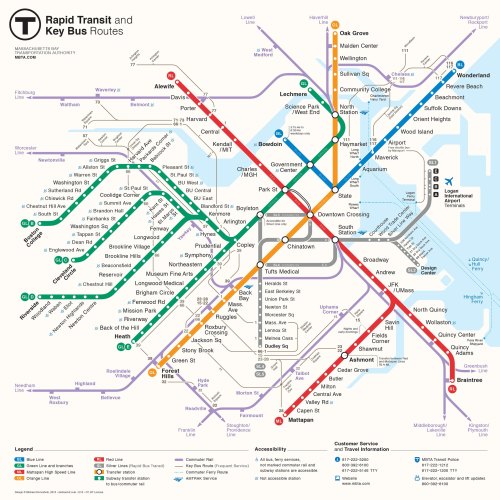 Map of rapid transit and key bus routes, featuring various lines and stations in a city layout.