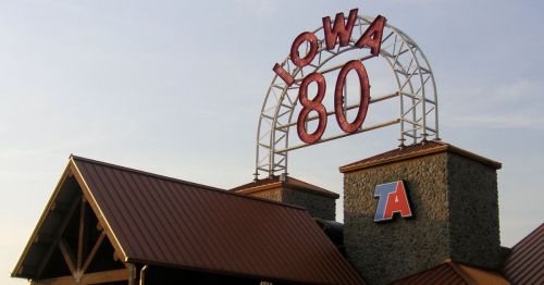 Close up of Iowa 80 truck stop sign