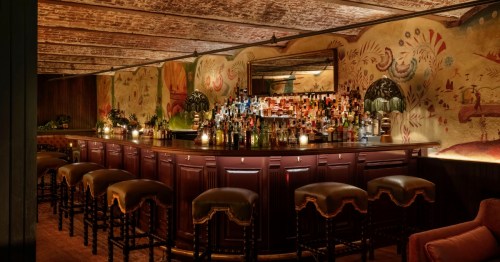 posh interior of simmer down, a speakeasy inside the quoin hotel in wilmington delaware