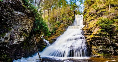 A stunning view of the Dingmans Falls in Delaware Township on a sunny day