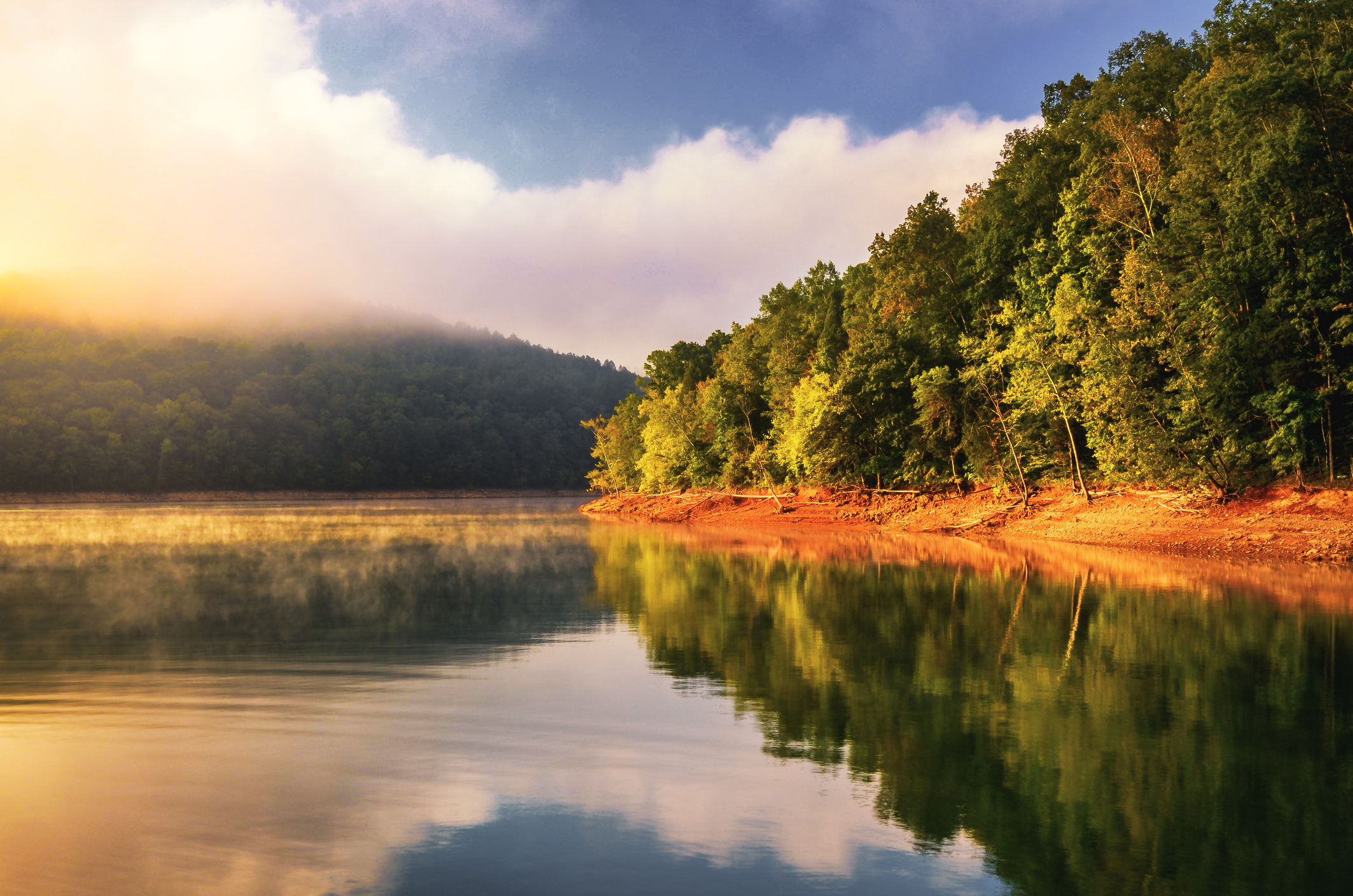 Scenic East Tennessee mountain landscape with lake