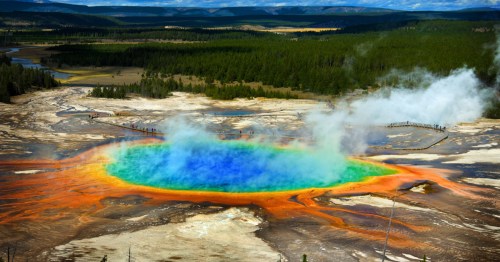 Grand Prismatic Pool at Yellowstone National Park in Wyoming