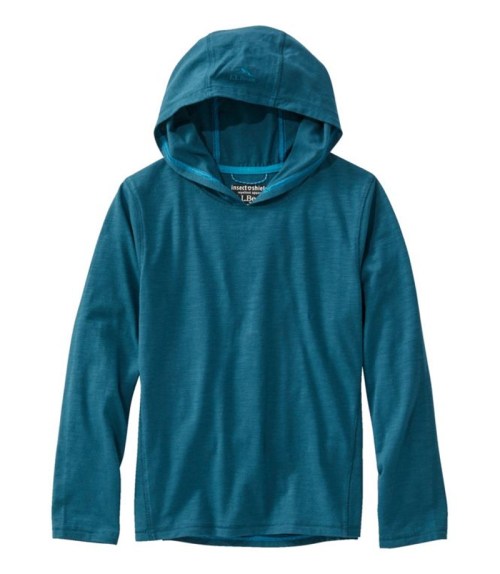 Teal long-sleeve hoodie with a hood, made from lightweight fabric.