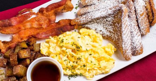 Aerial view of a brunch meal from Astor's Table in Katy, Texas