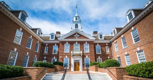 Close up of capital building in Dover, Delaware