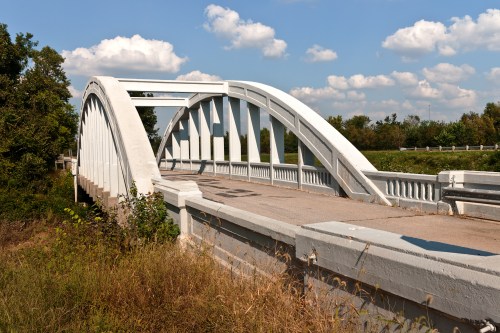 Rainbow Curve Bridge constructed in 1923 over Brush Creek in Kansas - the only remaining Marsh Arch Bridge on Route 66