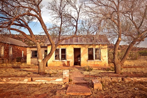 Abandoned house in ghost town Cuervo, New Mexico, USA
