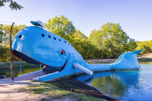Sunny view of the Blue Whale of Catoosa at Tulsa, Oklahoma