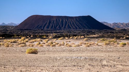 Aerial view of volcano in California desert