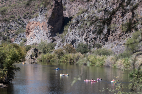 people tubing on the salt river in arizona