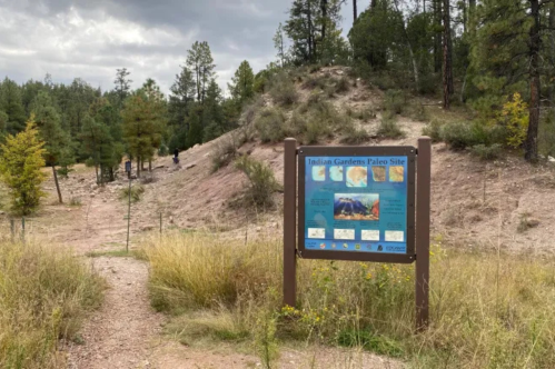 sign for the Indian Gardens Paleo Site, a fossil hunting area in Payson, AZ