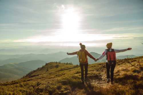 Hikers enjoying view