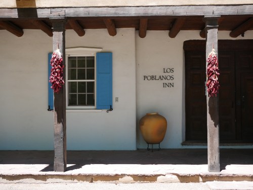 Red chiles hang to dry on the porch of Los Poblanos Historic Inn in Albuquerque, New Mexico.