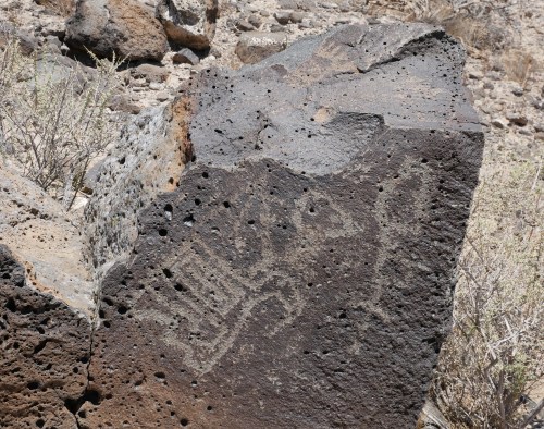 Close up of rock with ancient petroglyph