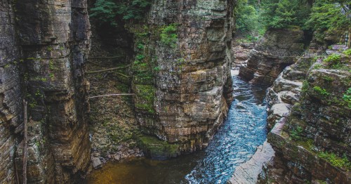 Deep walls of Ausable Chasm in the Adirondacks.