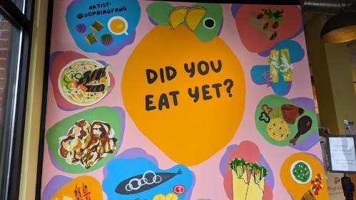 Colorful mural featuring various food illustrations and the text "Did You Eat Yet?" in bold black letters.