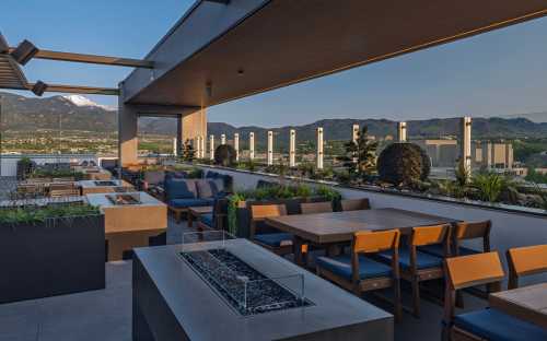 Rooftop drinking and dining with a view at Lumen8 Rooftop Social in Colorado Springs, Colorado