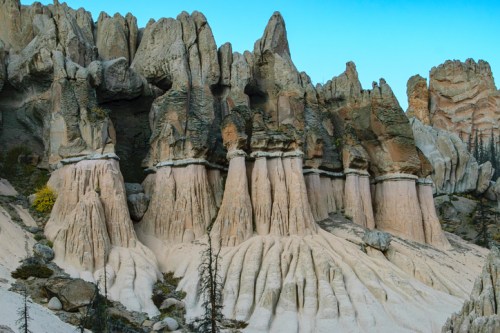 Rock formations caused by erosion of volcanic tuff in Wheeler Geological Area, Colorado