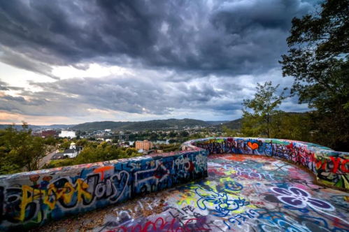mt. wood castle covered in graffiti in wheeling west virginia
