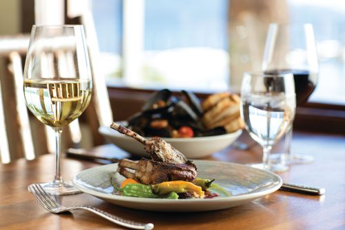 Lamb dish with wine at Lone Eagle Grille in Incline Village, Nevada