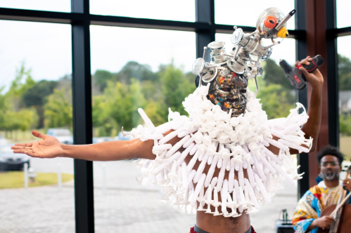 A person performing at the African Diaspora Museum of Art in Atlanta, Georgia in Fall 2024.