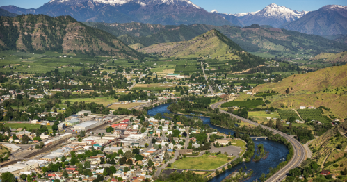 View overlooking Cashmere Washington with the Enchantments and Mt. Cashmere in the background.