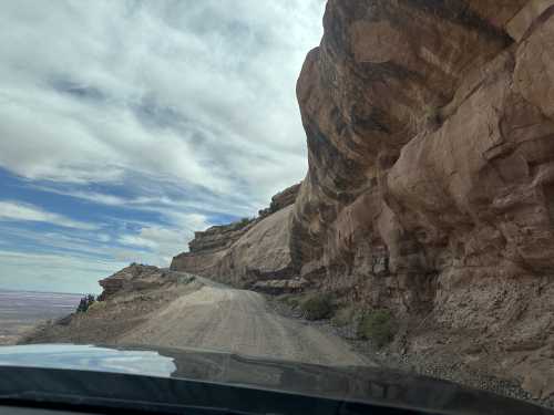 A photo of the the drive up the dirt road that is the Moki Dugway