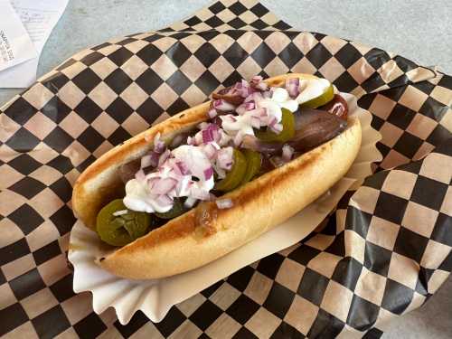 A tasty hot dog at Steve's Snappin' Dogs on Colfax Avenue in Denver, Colorado