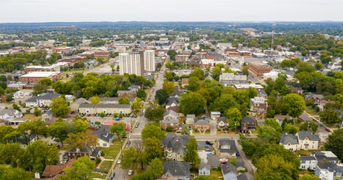 An aerial view of Bowling Green, Kentucky.