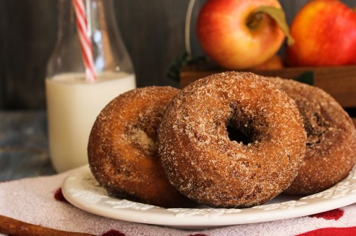 Apple cider donuts on a plate