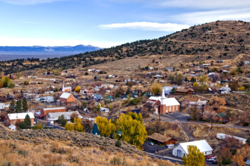 An overview of the historic town of Austin, NV, located on Highway 50, The Loneliest Road in America