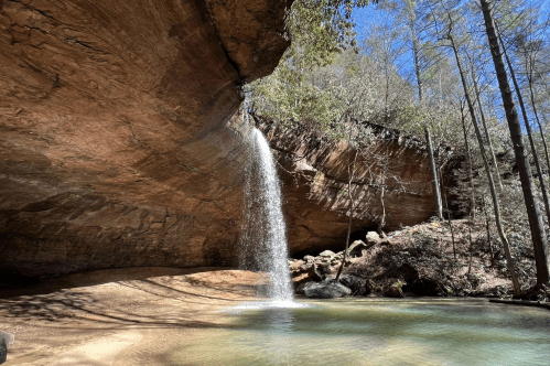 Copperas Falls, a waterfall at the end of a hike in Kentucky.