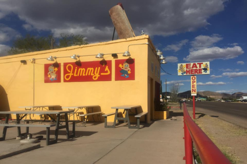 Exterior of Jimmy's Hot Dogs in Bisbee, Arizona