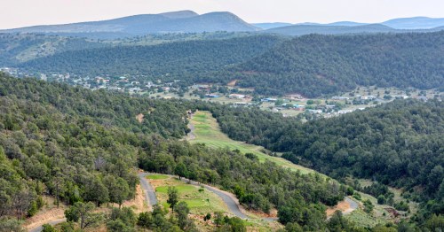 An aerial view of Ruidoso, New Mexico.