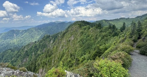 A view of the Smoky Mountains from the Charlies Bunion Trail, a part of the Appalachian Trail in Tennessee.