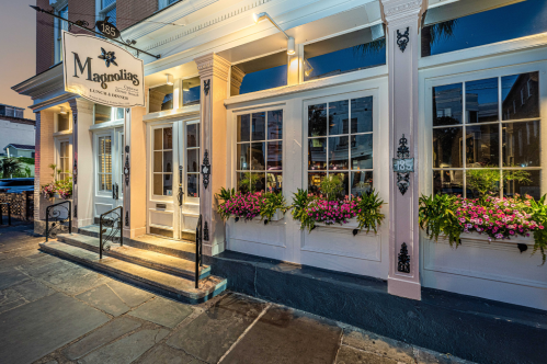 Exterior of Magnolias restaurant in Charlestown, South Carolina.