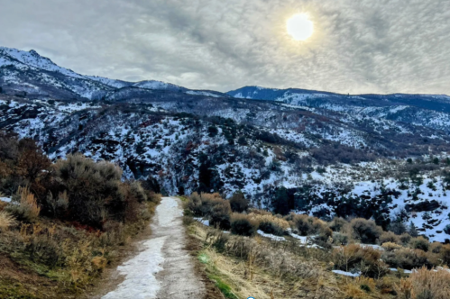 A beautiful mountain view and sunset on the Adams Canyon Trail near Kaysville, Utah