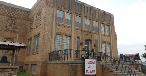brick exterior of the cherokee strip museum in Oklahoma