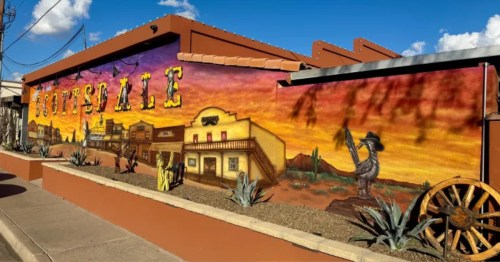 colorful mural painted on the side of handlebar j, an iconic saloon in scottsdale arizona