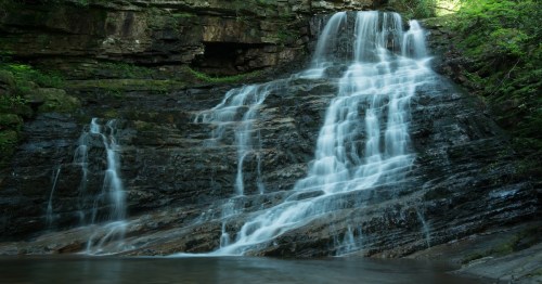 water falling down margarette falls in tennessee